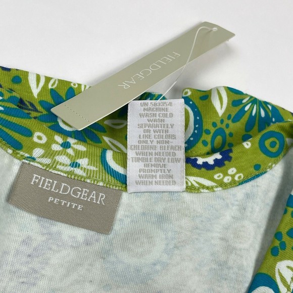 NWT Women's FieldGear Petite Medium Green Floral Print Short Sleeve Shirt - Picture 6 of 6